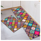 2Pcs Bohemian Kitchen Non-Slip Floor Mat Door Carpet Rugs Set-Style2