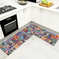 2Pcs Bohemian Kitchen Non-Slip Floor Mat Door Carpet Rugs Set-Style3