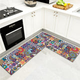 2Pcs Bohemian Kitchen Non-Slip Floor Mat Door Carpet Rugs Set-Style3