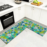 2Pcs Bohemian Kitchen Non-Slip Floor Mat Door Carpet Rugs Set-Style4