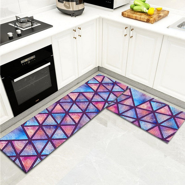 2Pcs Bohemian Kitchen Non-Slip Floor Mat Door Carpet Rugs Set-Style5