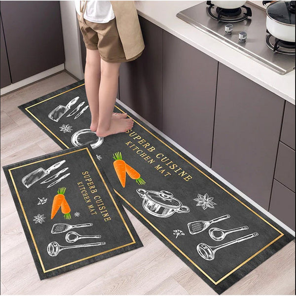 2Pcs Non-Slip Kitchen Door Mat Home Floor Rug Carpet Easy Clean-Style 5