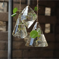 3 Pcs Indoor Outdoor Glass Hanging Planters Containers Flower Pots