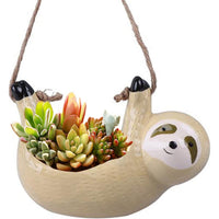 Sloth Gardening Gifts Hanging Planter for Indoor Outdoor Plants 17X12cm Yellow