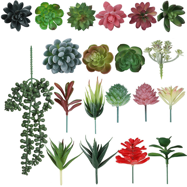 20 Pcs Bulk Artificial Succulents Plants Faux Fake Unpotted Plants Style 1