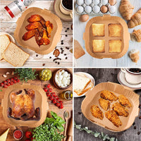 Set of 100PCS Air Fryer Disposable Papers Liner Square Non-Stick Paper Liners 20x4.5cm-Wood Color