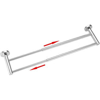 Adjustable Double Bath Towel Bar for Bathroom Stainless Steel Towel Holder Silver