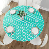 Round Tablecloth Waterproof Moroccan Trellis Table Cloth Elastic Edge 122cm-Green