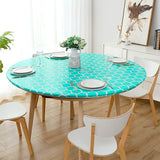 Round Tablecloth Waterproof Moroccan Trellis Table Cloth Elastic Edge 122cm-Green