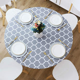 Round Tablecloth Waterproof Moroccan Trellis Table Cloth Elastic Edge 152cm-Gray