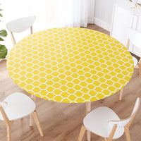 Round Tablecloth Waterproof Moroccan Trellis Table Cloth Elastic Edge 122cm-Yellow