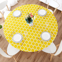 Round Tablecloth Waterproof Moroccan Trellis Table Cloth Elastic Edge 122cm-Yellow