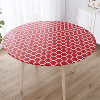 Round Tablecloth Waterproof Moroccan Trellis Table Cloth Elastic Edge 152cm-Red