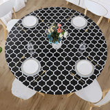 Round Tablecloth Waterproof Moroccan Trellis Table Cloth Elastic Edge 152cm-Black