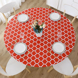 Round Tablecloth Waterproof Moroccan Trellis Table Cloth Elastic Edge 152cm-Red