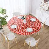 Round Tablecloth Waterproof Moroccan Trellis Table Cloth Elastic Edge 122cm-Red