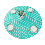 Round Tablecloth Waterproof Moroccan Trellis Table Cloth Elastic Edge 122cm-Green