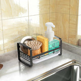 Kitchen Sink Brush Sponge Holder with Drain Tray Black