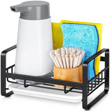 Kitchen Sink Brush Sponge Holder with Drain Tray Black