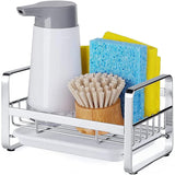 Kitchen Sink Brush Sponge Holder with Drain Tray Silver