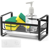 Kitchen Sink Brush Sponge Holder with Drain Tray Black