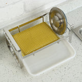 Kitchen Sink Brush Sponge Holder with Drain Tray Silver