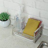 Kitchen Sink Brush Sponge Holder with Drain Tray Silver