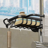 Kitchen Sink Organizer Brush Sponge Holder Faucet Clutter Rack Black