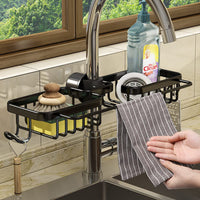 Kitchen Sink Organizer Brush Sponge Holder Faucet Clutter Rack Black