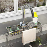 Kitchen Sink Organizer Brush Sponge Holder Faucet Clutter Rack Silver