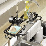 Kitchen Sink Organizer Brush Sponge Holder Faucet Clutter Rack Black