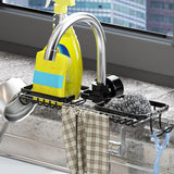 Kitchen Sink Organizer Brush Sponge Holder Faucet Clutter Rack Black