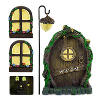 Fairy Door and Windows for Yard Garden Tree Art Sculpture Decoration