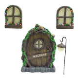 Fairy Door and Windows for Yard Garden Tree Art Sculpture Decoration