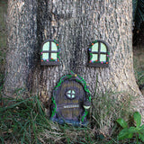 Fairy Door and Windows for Yard Garden Tree Art Sculpture Decoration