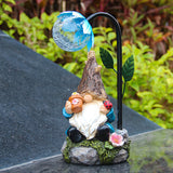 Solar LED Lights Garden Gnomes Statue Ornament-Genie Holding Flowerpot Style