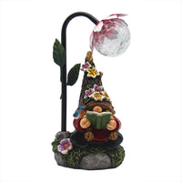 Solar LED Lights Garden Gnomes Statue Ornament-Fairy Reading Book Style