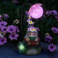 Solar LED Lights Garden Gnomes Statue Ornament-Fairy Reading Book Style