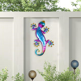 Metal Wall Art Garden Statue Fence Animal Hanging Wall Sculpture Vivid Wall Decor Blue