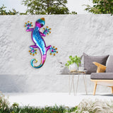 Metal Wall Art Garden Statue Fence Animal Hanging Wall Sculpture Vivid Wall Decor Blue