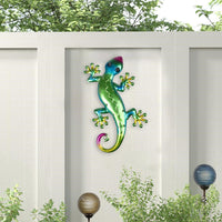 Metal Wall Art Garden Statue Fence Animal Hanging Wall Sculpture Vivid Wall Decor Green