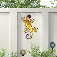 Metal Wall Art Garden Statue Fence Animal Hanging Wall Sculpture Vivid Wall Decor Yellow