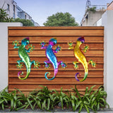 Metal Wall Art Garden Statue Fence Animal Hanging Wall Sculpture Vivid Wall Decor - 3 Colors Set