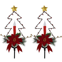 Set of 2 Pack Solar LED Christmas Tree Candle Lights for Outdoor Yard Lawn Decor