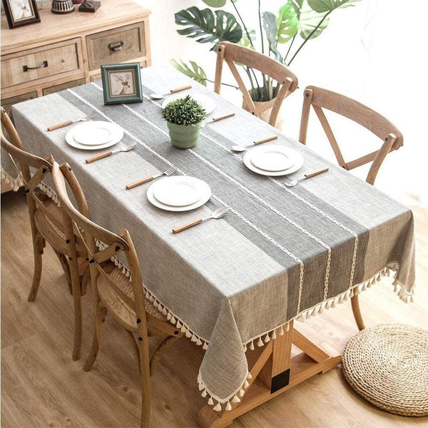 Rectangle Table Cloth Cotton Linen Wrinkle Free Anti-Fading 140x180cm Gray