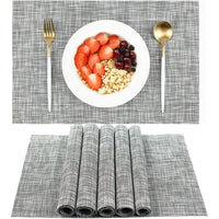 6Pcs Set Dining Table Placemats Grey