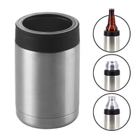 12 Ounce Double Wall Can Cooler Cup With Silver Lid Silver