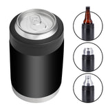 12 Ounce Double Wall Can Cooler Cup With Silver Lid Black