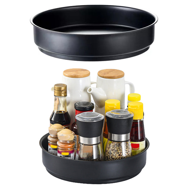 Kitchen Rotating Spice Condiment Storage Rack Bathroom Swivel Tray Organizer