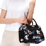 Insulated Lunch Bag Cross-body Cooler Lunch Box Blue Flower Style